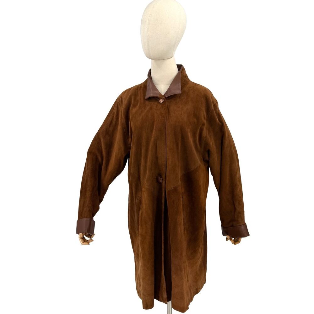 Vintage 80s Brown Suede Oversized Swing Coat